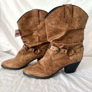Dingo western cowboy brown ankle boots women’s size 8 new with tags slouch